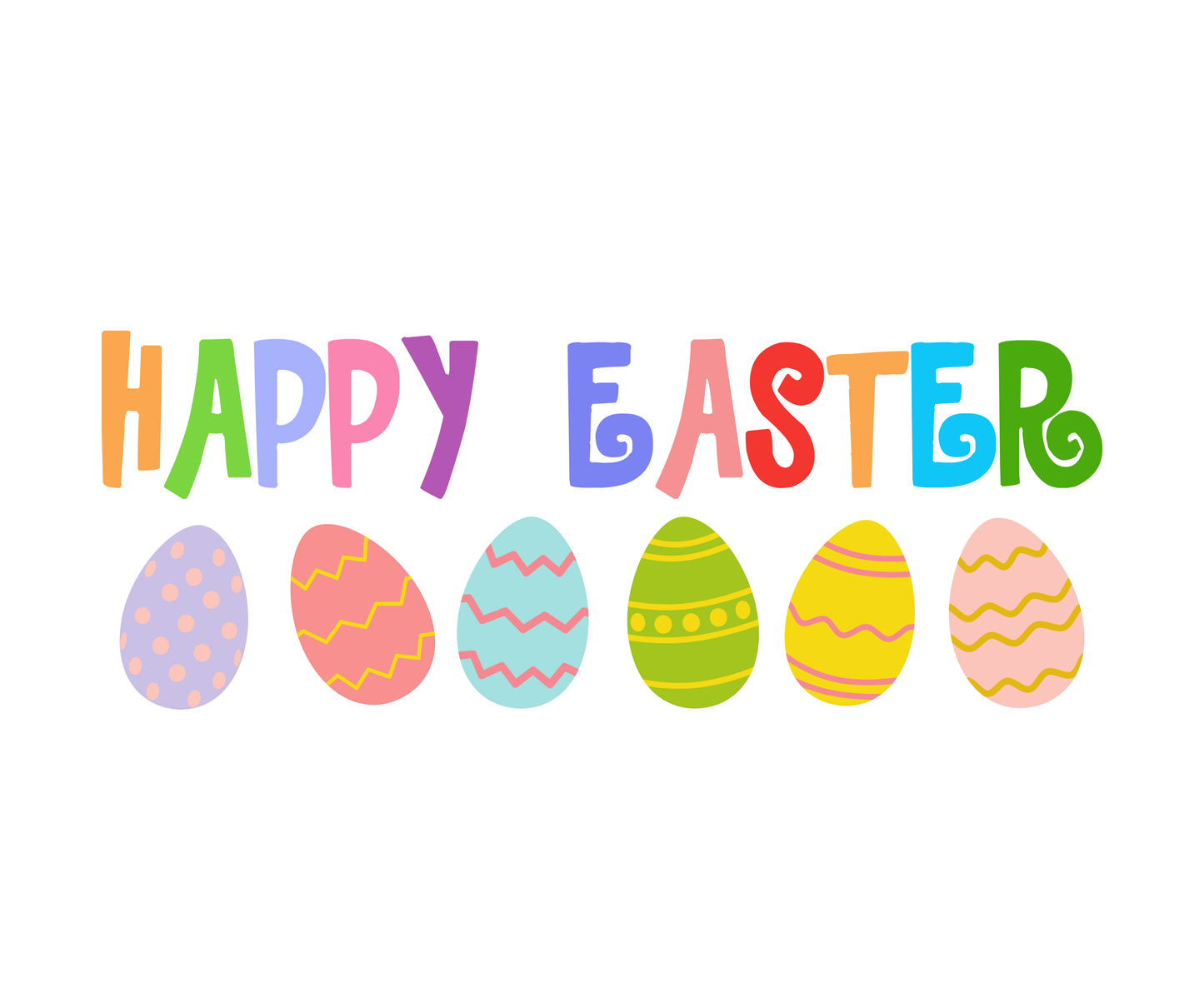 Happy Easter T-Shirt with Colorful Letters & Eggs