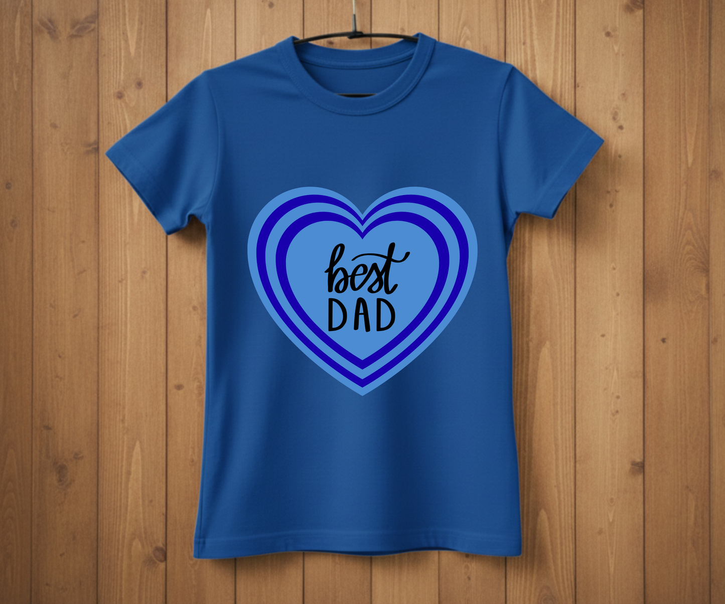 "Best Dad" Blue Layered Heart T-Shirt - Sweet Graphic Tee