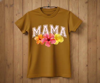 Tropical Hibiscus Mama Varsity - Mother’s Day T-Shirt