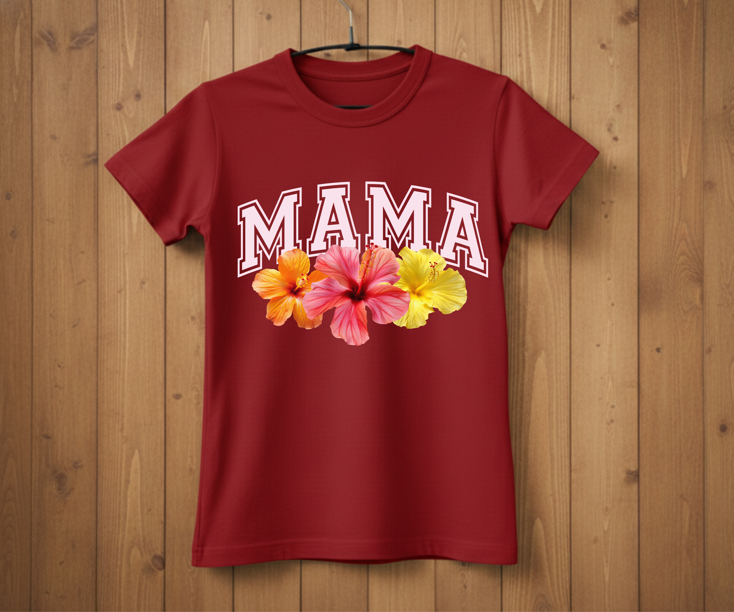 Tropical Hibiscus Mama Varsity - Mother’s Day T-Shirt