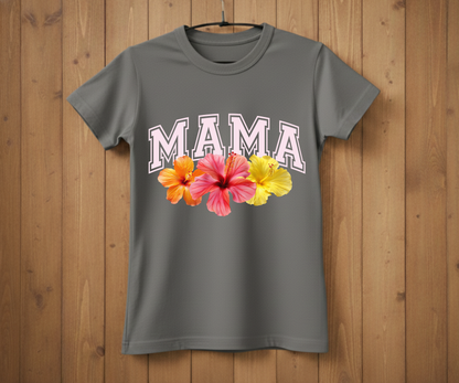 Tropical Hibiscus Mama Varsity - Mother’s Day T-Shirt