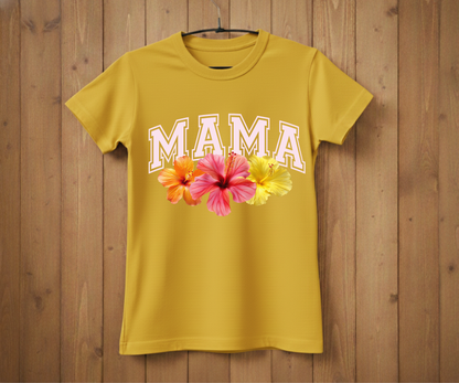 Tropical Hibiscus Mama Varsity - Mother’s Day T-Shirt