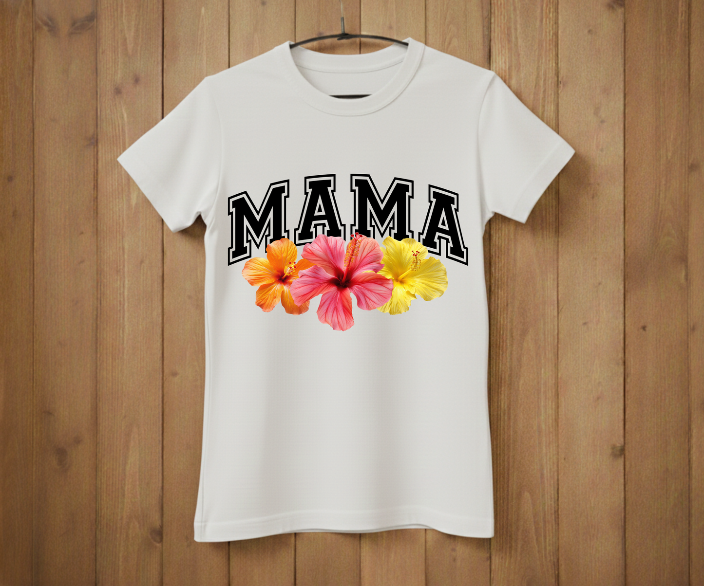 Tropical Hibiscus Mama Varsity - Mother’s Day T-Shirt