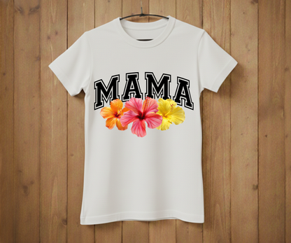 Tropical Hibiscus Mama Varsity - Mother’s Day T-Shirt