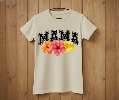 Tropical Hibiscus Mama Varsity - Mother’s Day T-Shirt