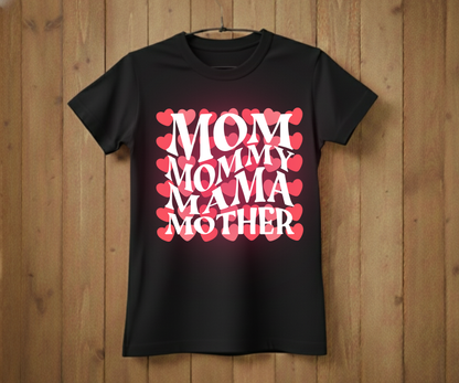 Retro Groovy Mama Heart Pattern - Mother’s Day T-Shirt