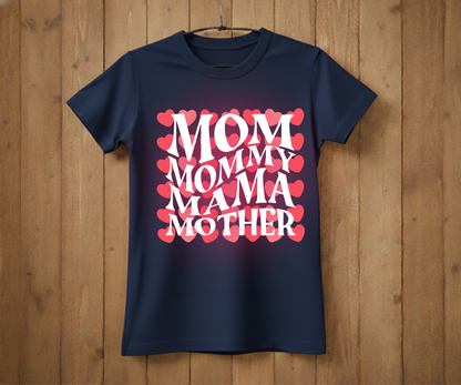Retro Groovy Mama Heart Pattern - Mother’s Day T-Shirt