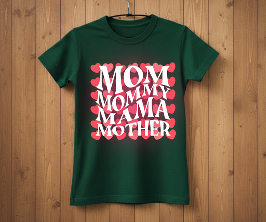 Retro Groovy Mama Heart Pattern - Mother’s Day T-Shirt