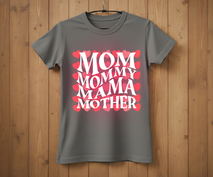 Retro Groovy Mama Heart Pattern - Mother’s Day T-Shirt