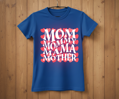Retro Groovy Mama Heart Pattern - Mother’s Day T-Shirt