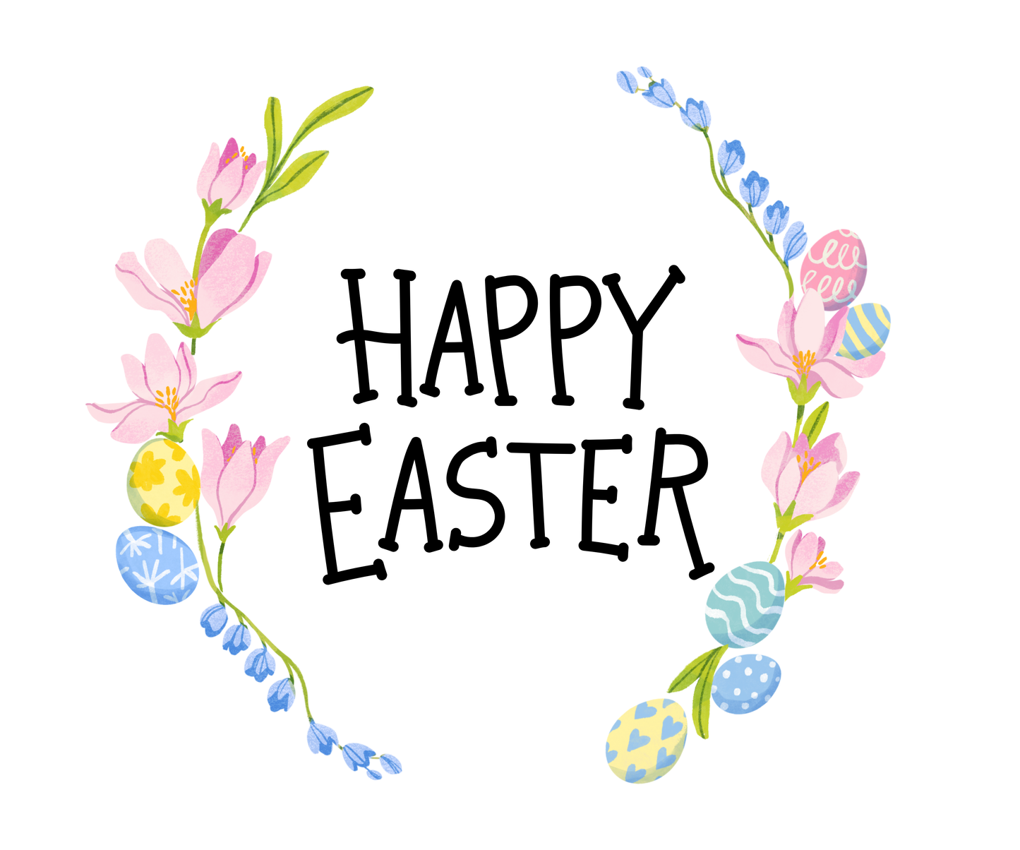 Happy Easter T-Shirt with Flowers &amp; Eggs