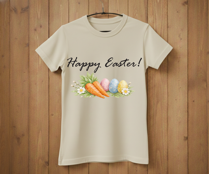 Happy Easter – Watercolor Carrot &amp; Eggs T-Shirt