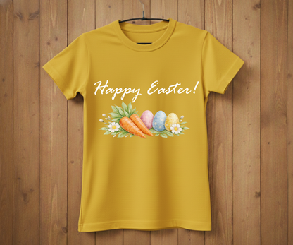 Happy Easter – Watercolor Carrot &amp; Eggs T-Shirt