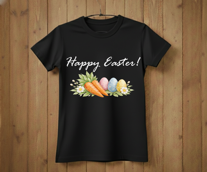 Happy Easter – Watercolor Carrot &amp; Eggs T-Shirt