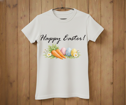 Happy Easter – Watercolor Carrot &amp; Eggs T-Shirt