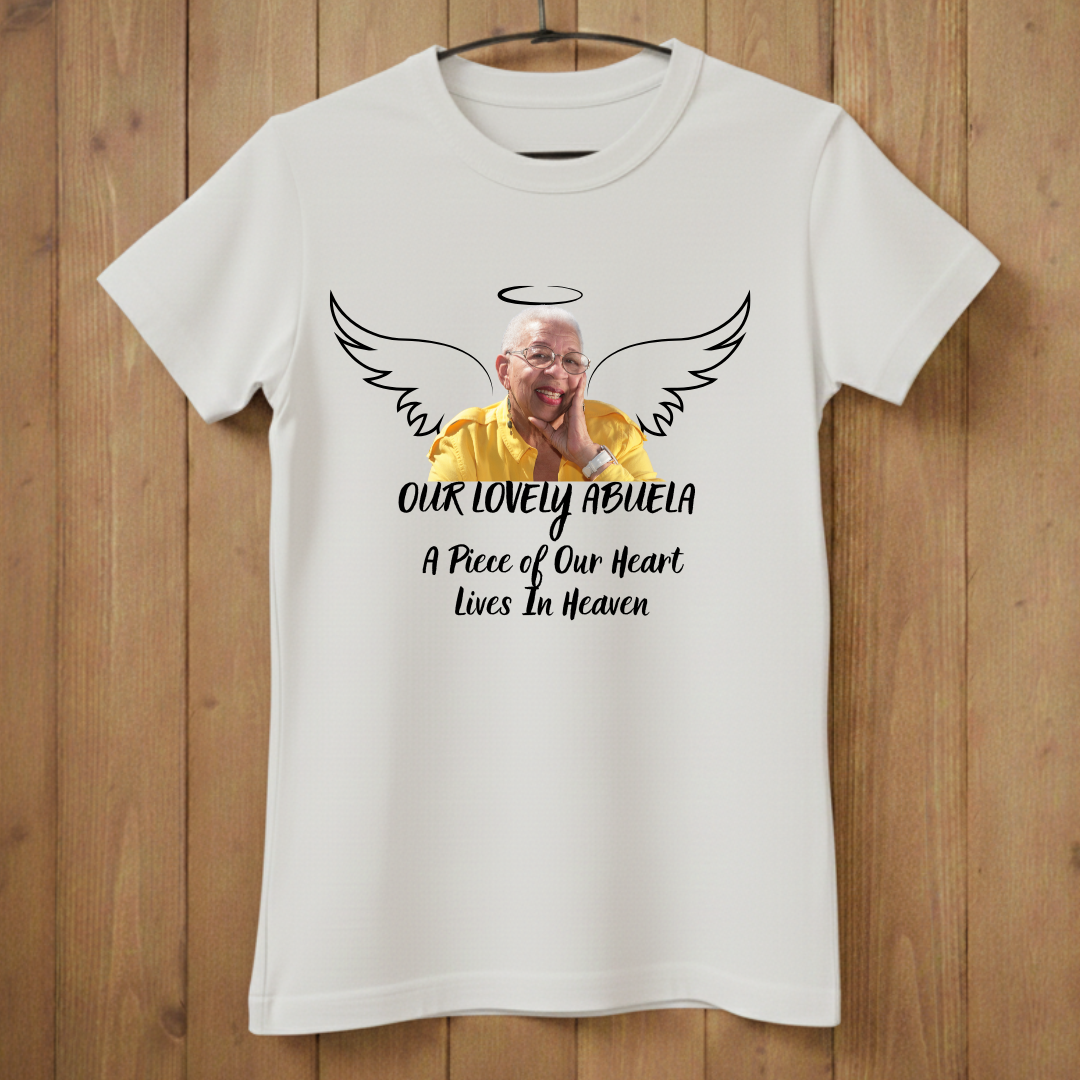 Custom Face Memorial T-Shirt – Angel Wings Design