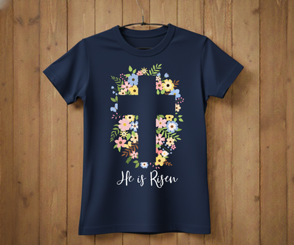 He Is Risen Cross Easter T-Shirt