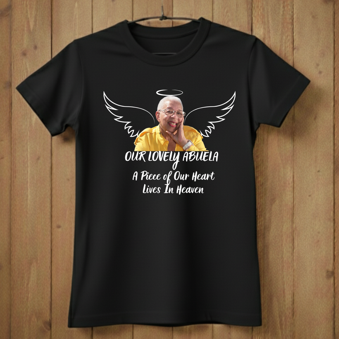 Custom Face Memorial T-Shirt – Angel Wings Design