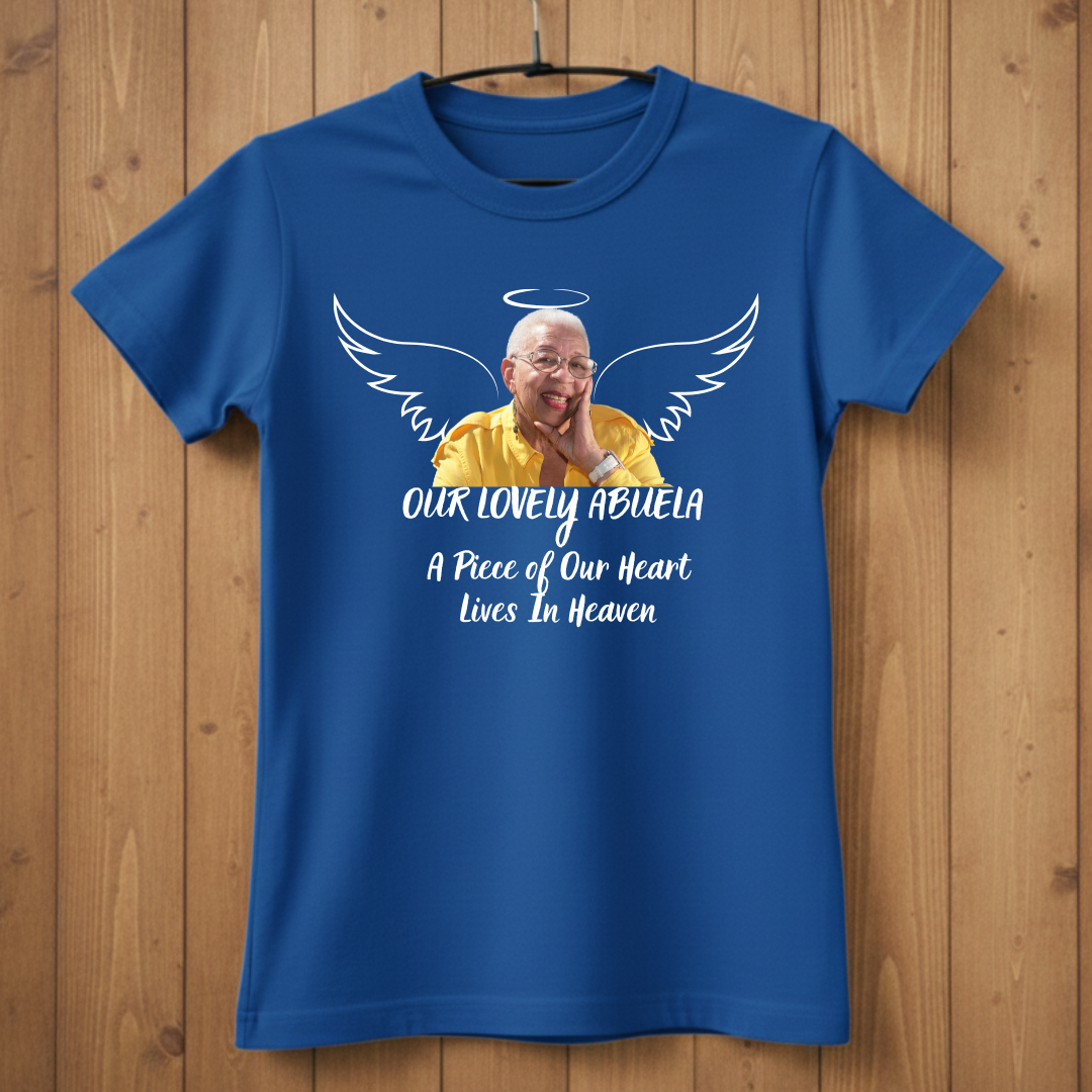Custom Face Memorial T-Shirt – Angel Wings Design