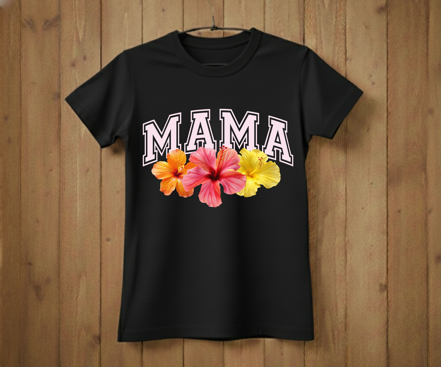 Tropical Hibiscus Mama Varsity - Mother’s Day T-Shirt