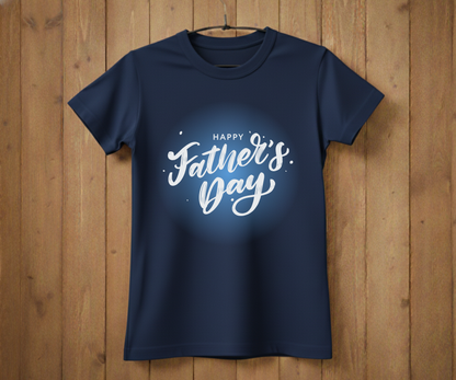 "Happy Father's Day" Blue Glow T-Shirt - Stylish Graphic Tee&nbsp;