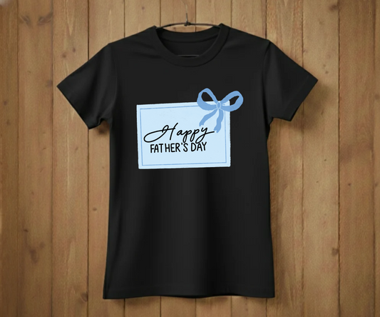 "Happy Father's Day" Blue Gift Tag T-Shirt - Cute Graphic Tee