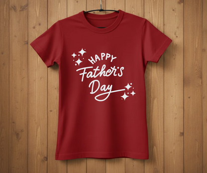 "Happy Father's Day" Sparkle Script T-Shirt - Minimalist Graphic Tee&nbsp;