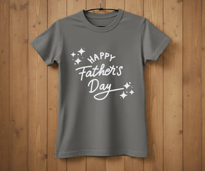 "Happy Father's Day" Sparkle Script T-Shirt - Minimalist Graphic Tee&nbsp;