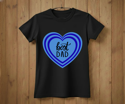 "Best Dad" Blue Layered Heart T-Shirt - Sweet Graphic Tee