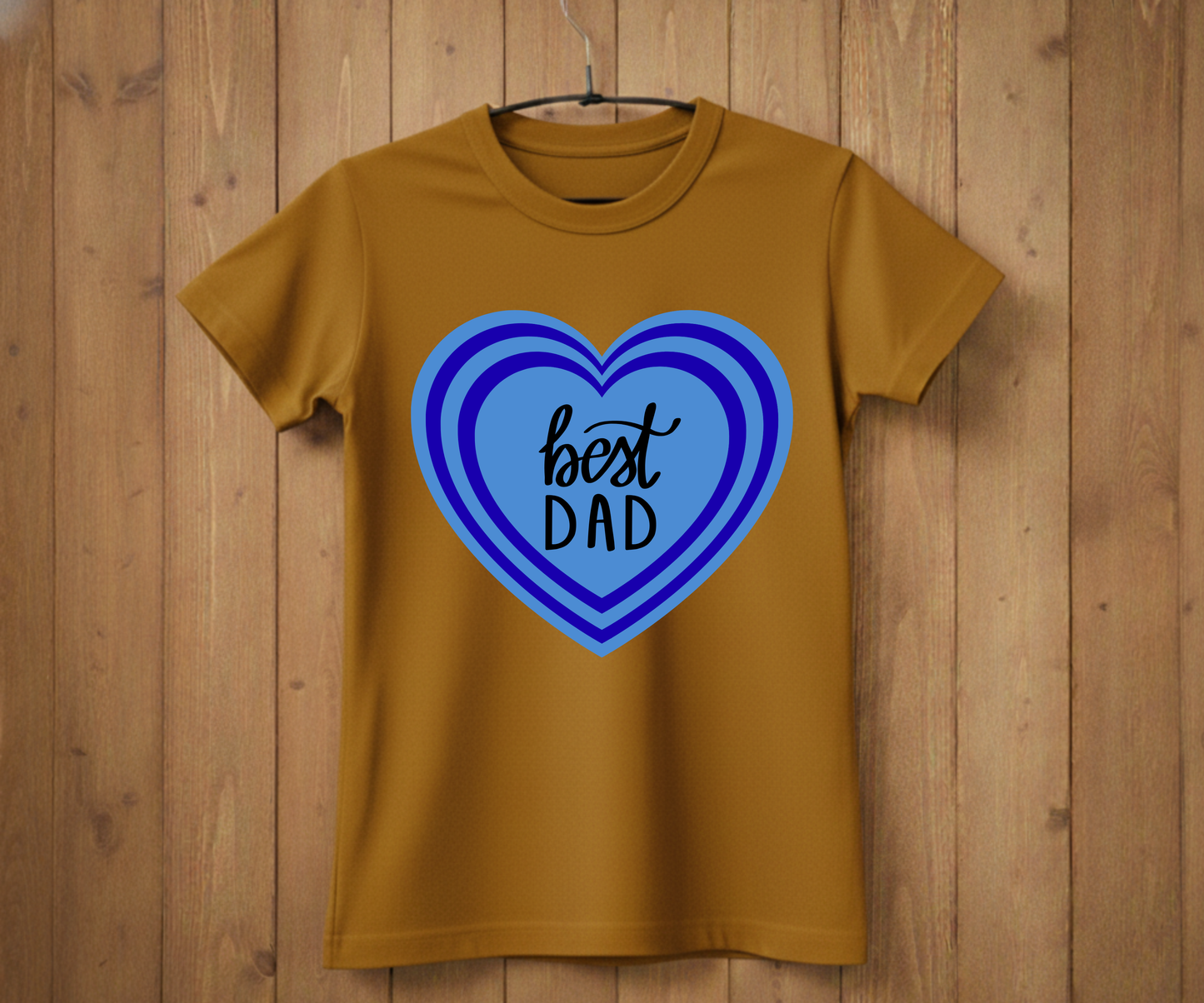 "Best Dad" Blue Layered Heart T-Shirt - Sweet Graphic Tee