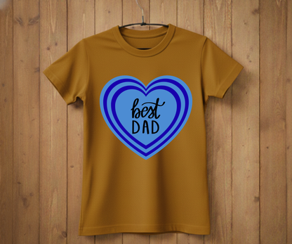 "Best Dad" Blue Layered Heart T-Shirt - Sweet Graphic Tee