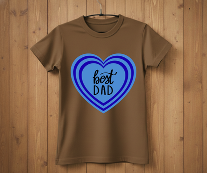 "Best Dad" Blue Layered Heart T-Shirt - Sweet Graphic Tee