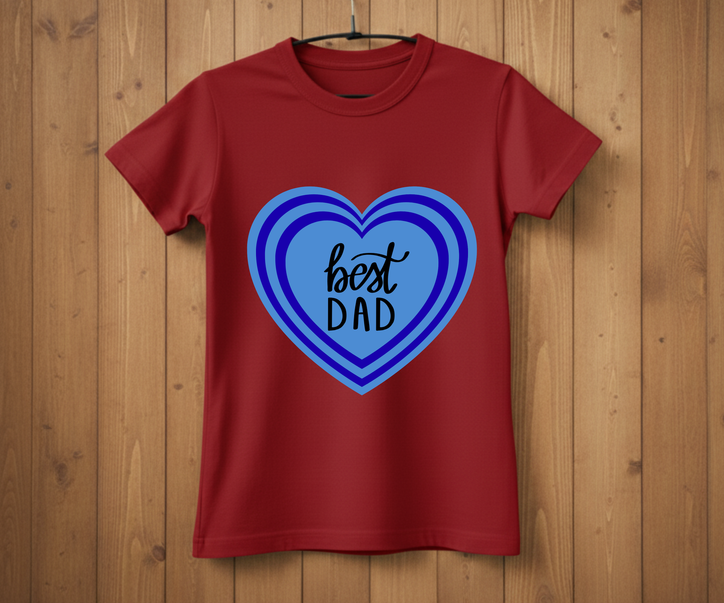 "Best Dad" Blue Layered Heart T-Shirt - Sweet Graphic Tee