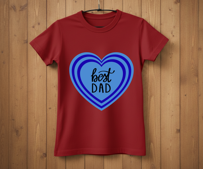 "Best Dad" Blue Layered Heart T-Shirt - Sweet Graphic Tee