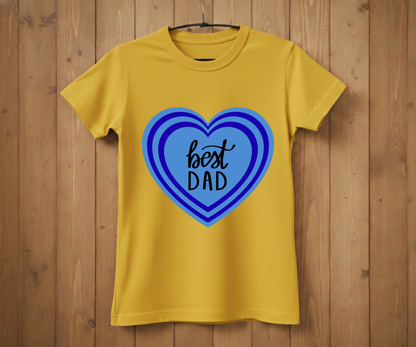 "Best Dad" Blue Layered Heart T-Shirt - Sweet Graphic Tee