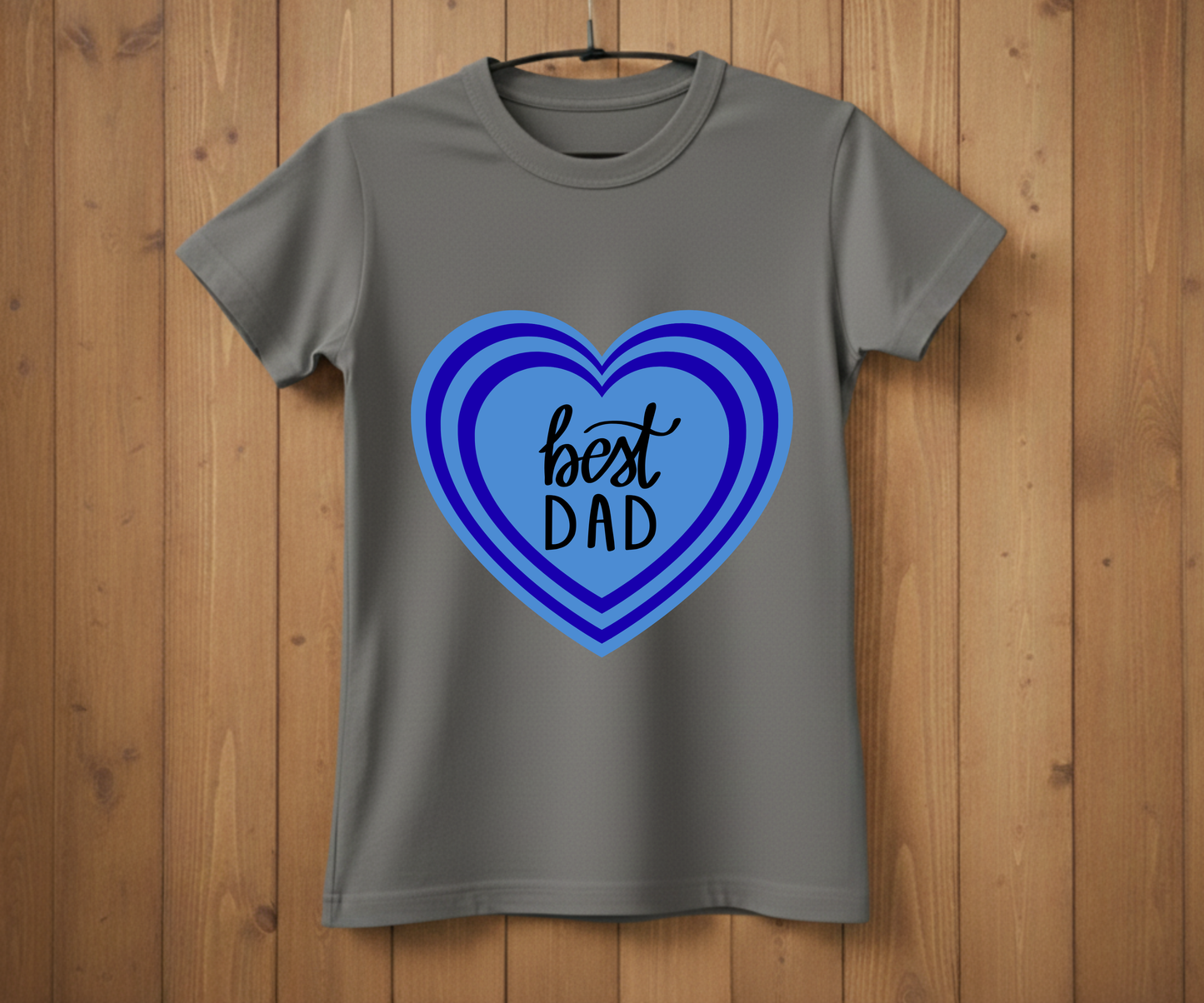 "Best Dad" Blue Layered Heart T-Shirt - Sweet Graphic Tee