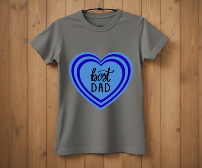 "Best Dad" Blue Layered Heart T-Shirt - Sweet Graphic Tee