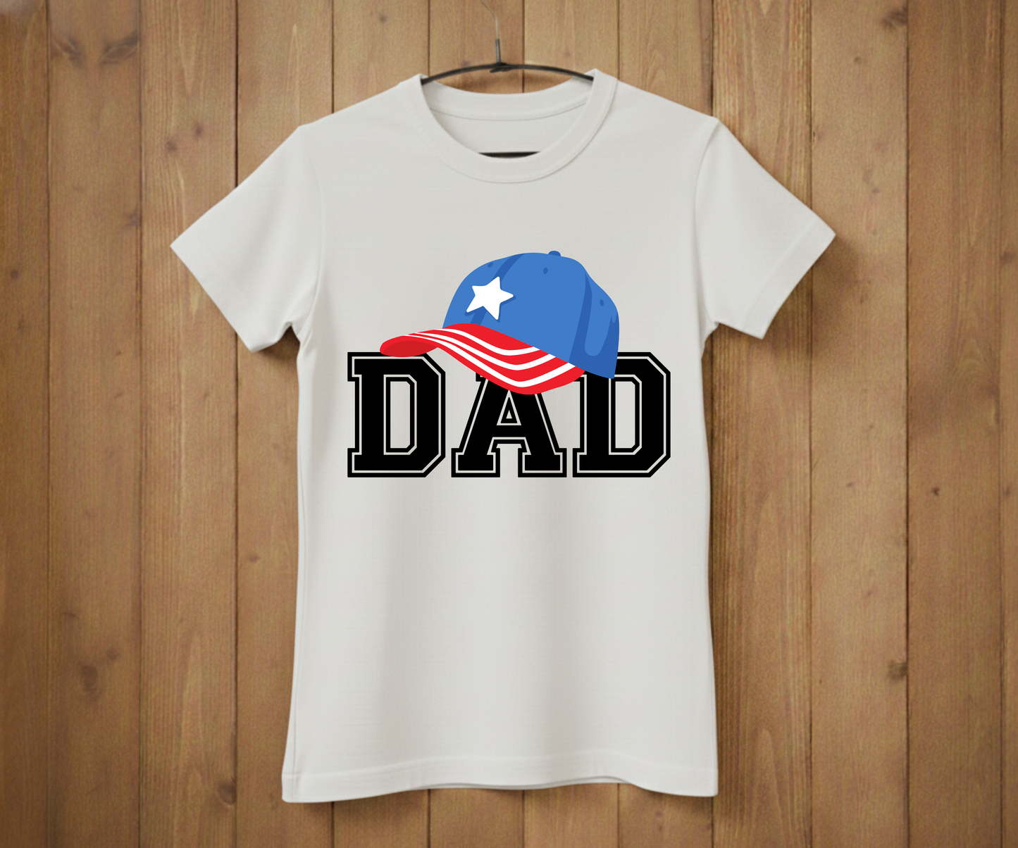 Dad Varsity T-Shirt - American Flag Hat Design
