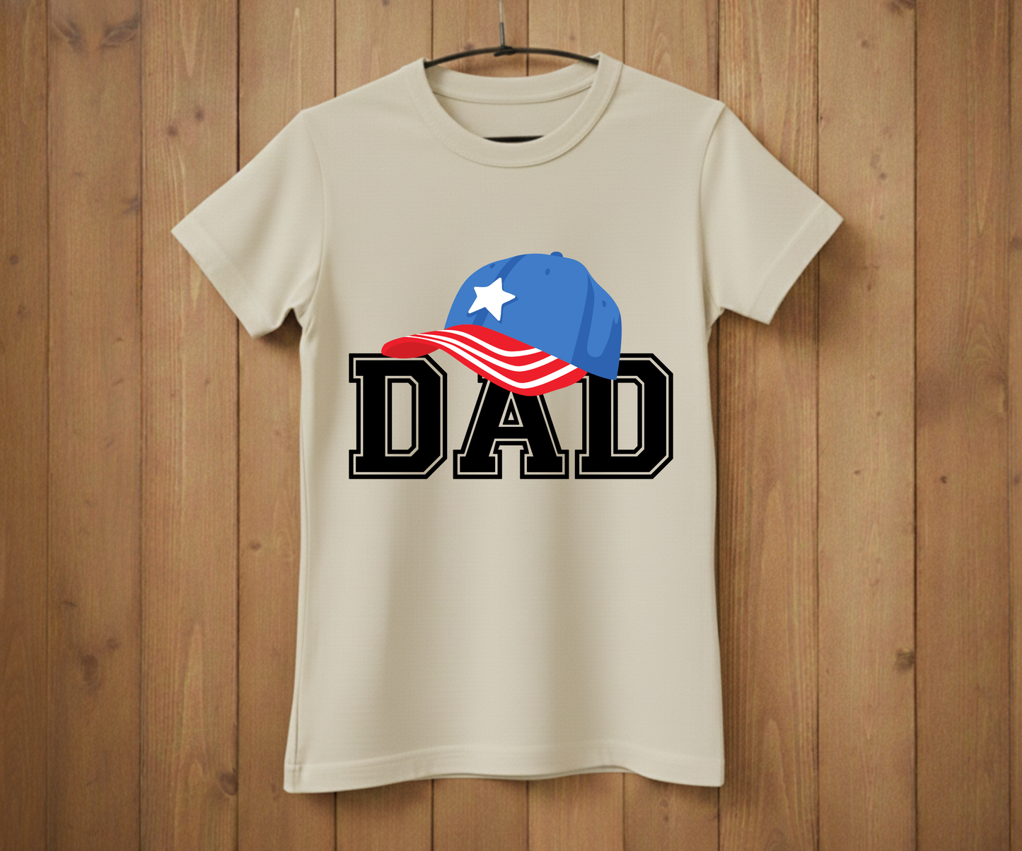 Dad Varsity T-Shirt - American Flag Hat Design