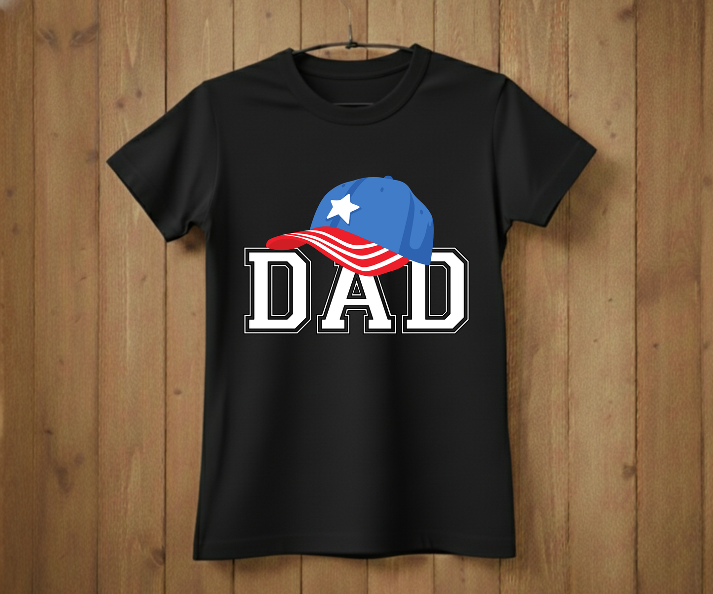 Dad Varsity T-Shirt - American Flag Hat Design