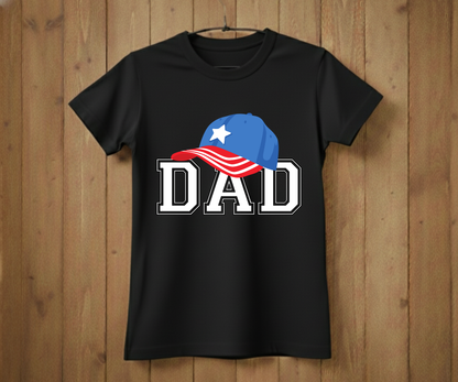Dad Varsity T-Shirt - American Flag Hat Design