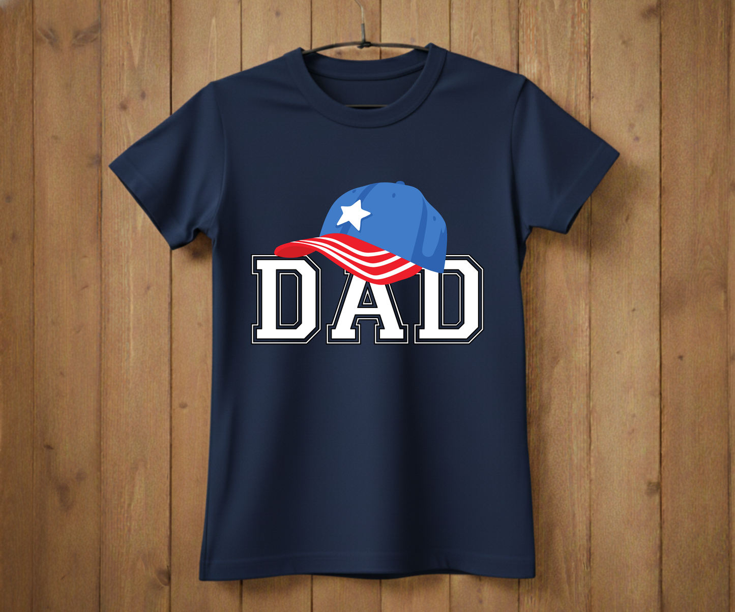 Dad Varsity T-Shirt - American Flag Hat Design