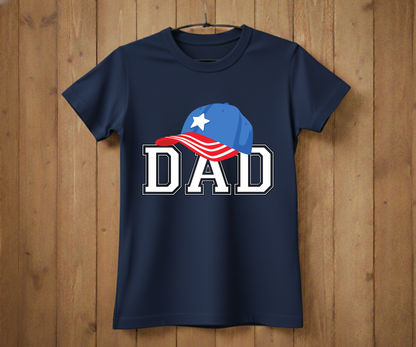 Dad Varsity T-Shirt - American Flag Hat Design