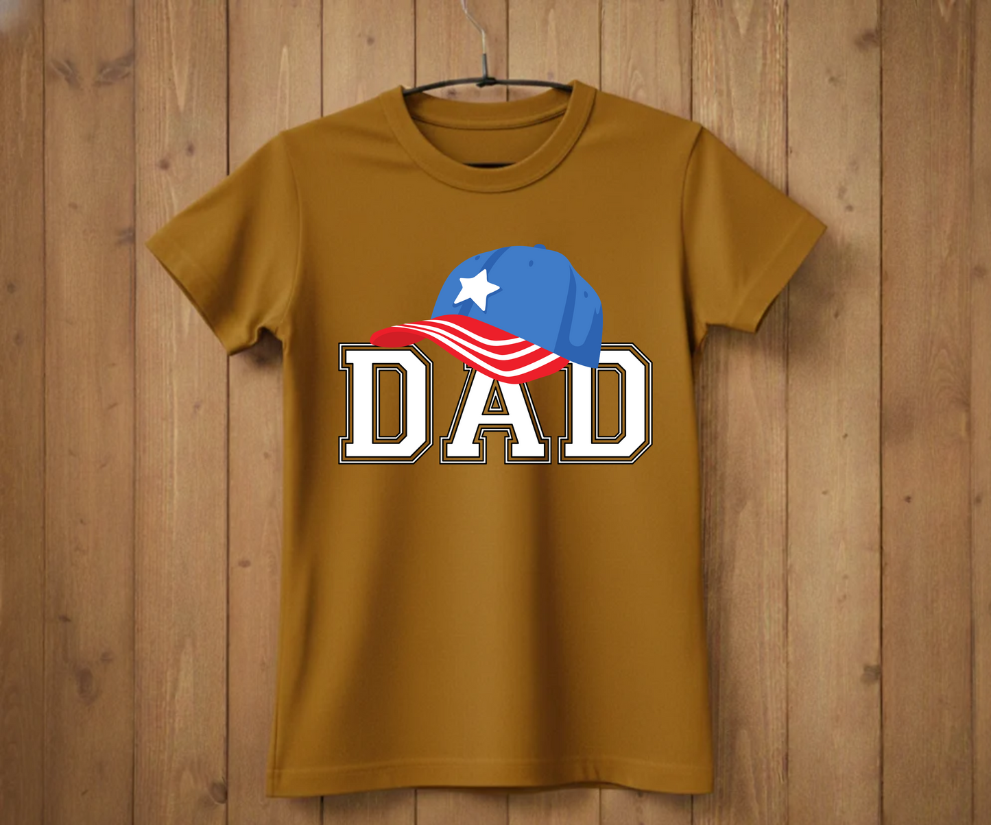 Dad Varsity T-Shirt - American Flag Hat Design
