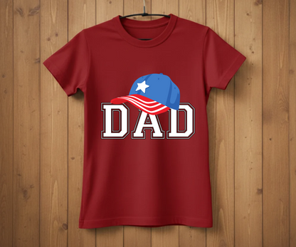 Dad Varsity T-Shirt - American Flag Hat Design