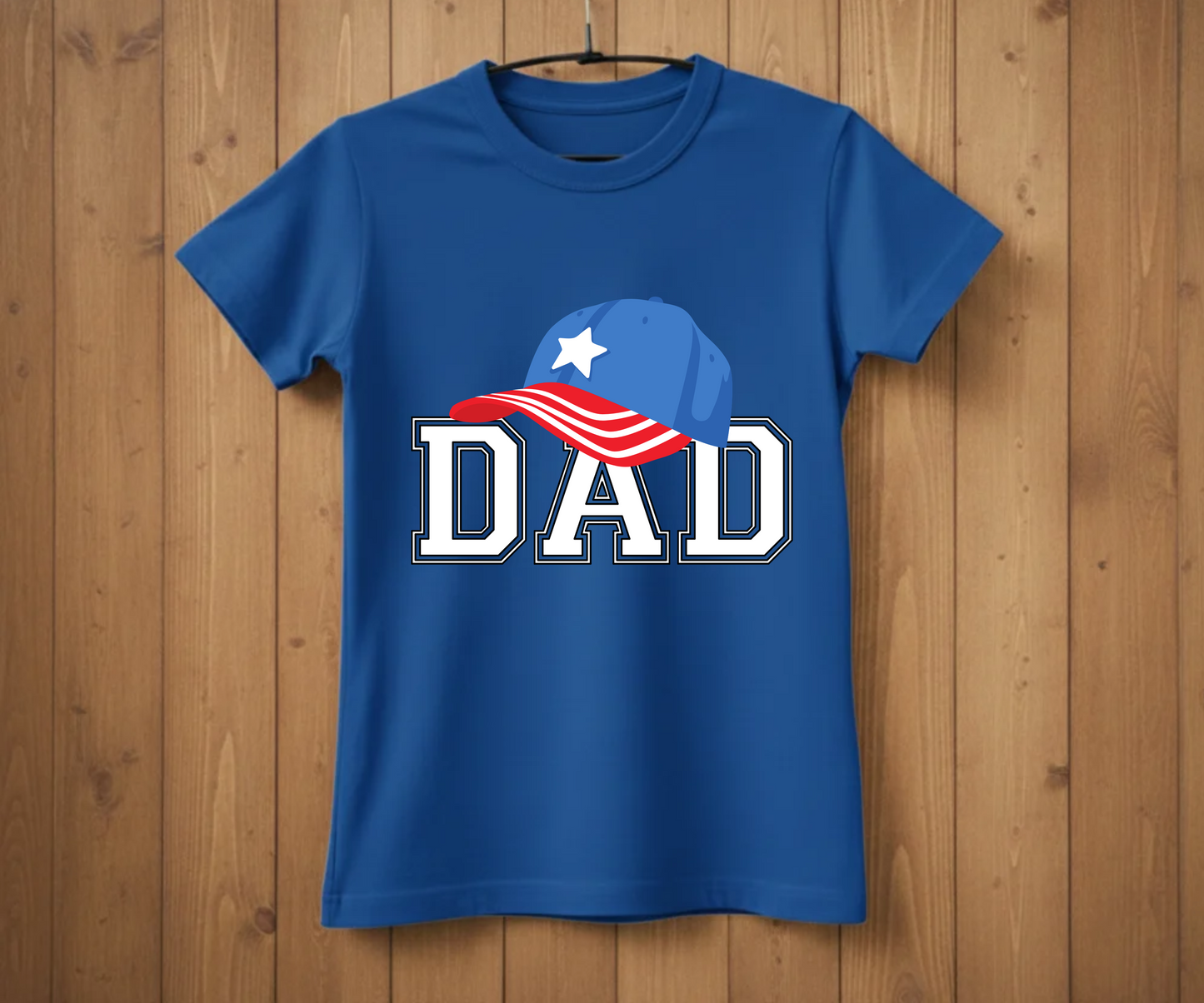 Dad Varsity T-Shirt - American Flag Hat Design