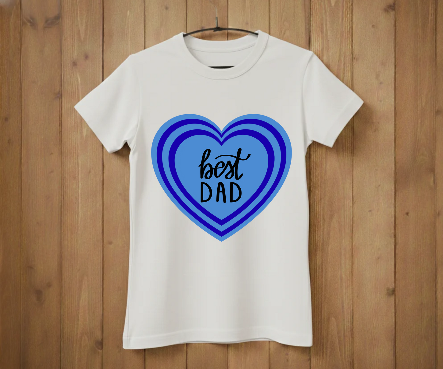 "Best Dad" Blue Layered Heart T-Shirt - Sweet Graphic Tee