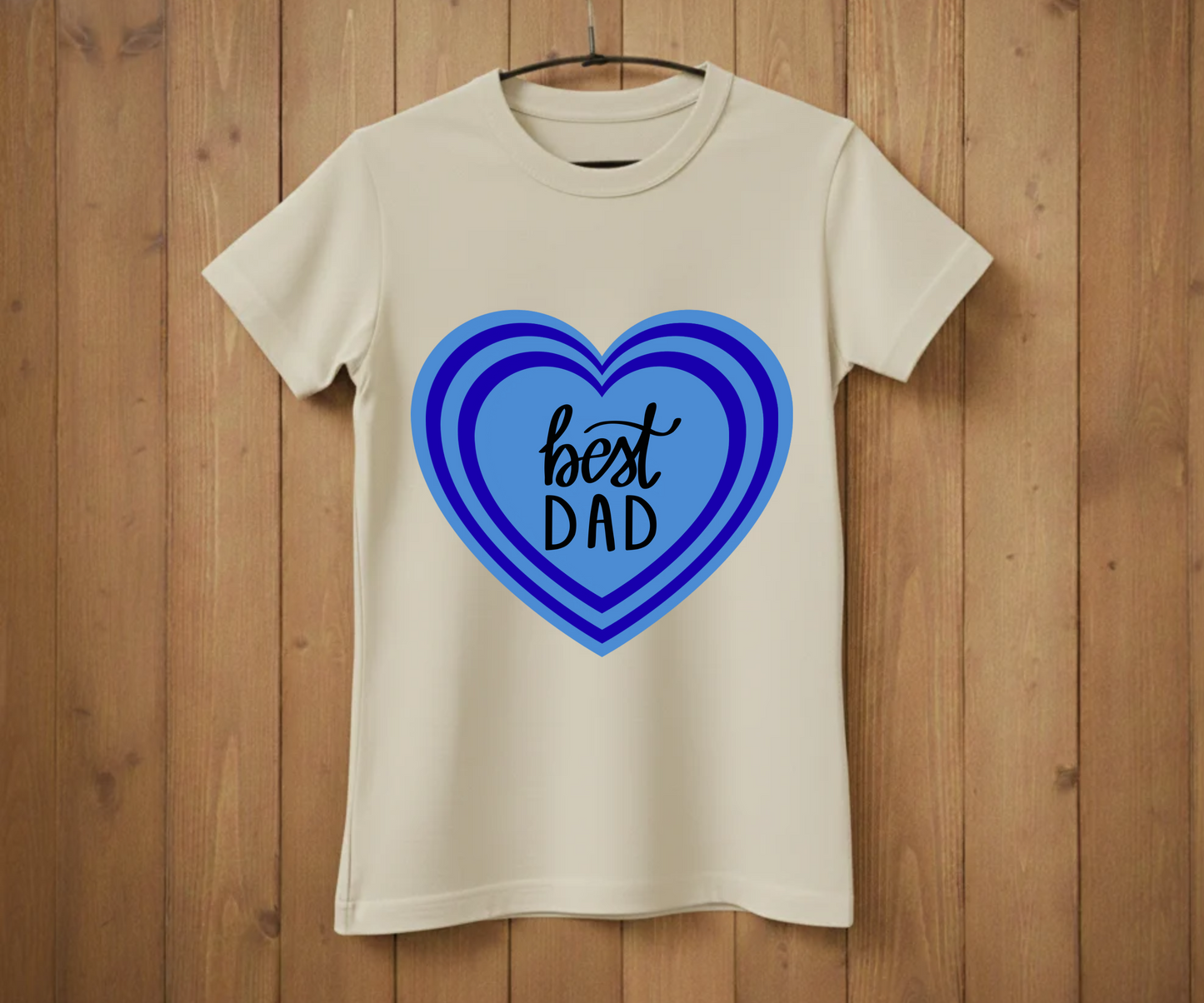 "Best Dad" Blue Layered Heart T-Shirt - Sweet Graphic Tee